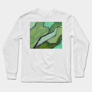 Abstract Oil Painting 2c8 Fern Olive Seafoam Green Long Sleeve T-Shirt